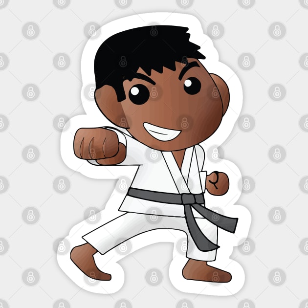 Karate Boy Punch Kawaii Male Cartoon Character Sticker by CoolFactorMerch